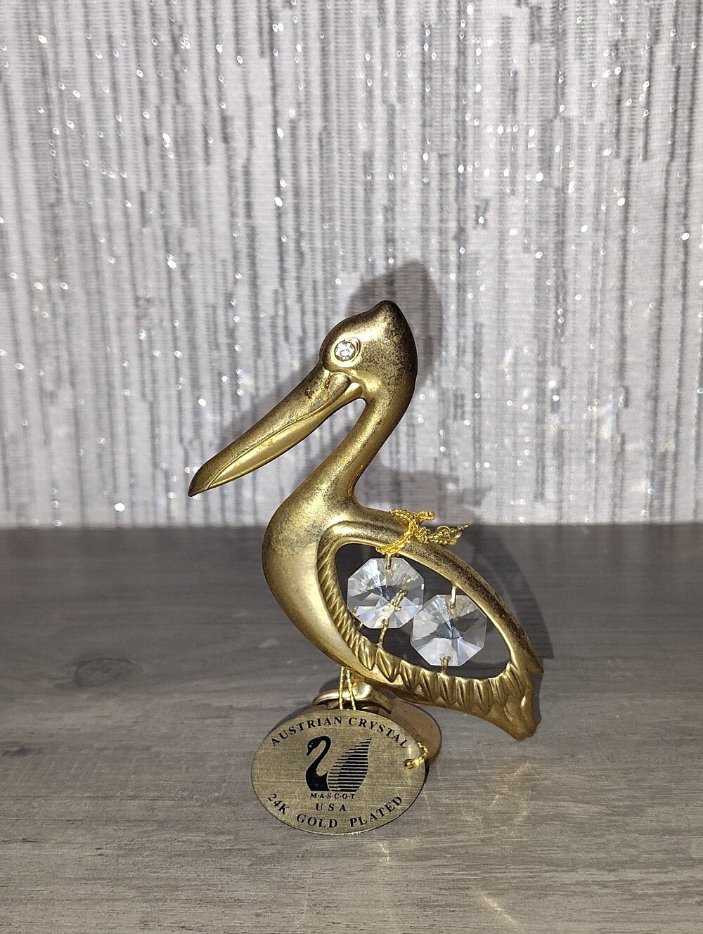 Austrian Crystal 24k Gold-Plated Pelican Figurine